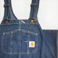 Carhartt Men's Blue Denim Cotton Bib Overalls R07 DST 42x32 Construction