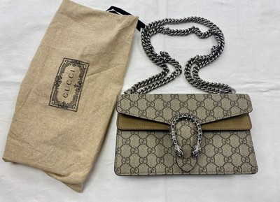Gucci Dionysus GG Supreme Super Mini Chain Wallet Bag Beige Receipt 49962392TJN