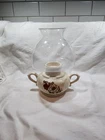 Vintage McCoy Candle Hurricane Lamp - Red Rose Speckled Design W/Globe In Holder