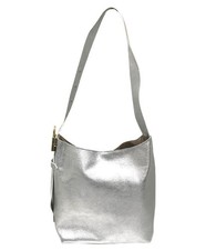 New Borse En Pelle Genuine Leather Silver Leather Shoulder Bag Made in Italy