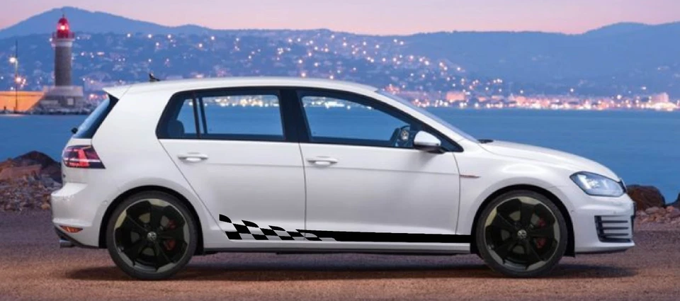 Calcomanías de bandera revisadas gráficos a rayas laterales Volkswagen VW Golf cualquier año Foto 2 de 4