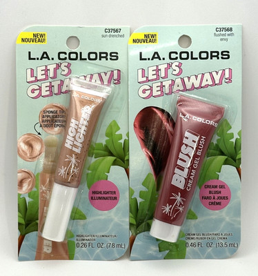 LA Colors Let s Getaway Highlighter Sun Drenched Cream Gel Blush Flushed w/Envy