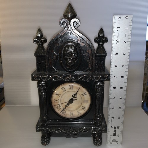 TEKKY Skull Raven Mantle Clock Lights Sound Animated WORKING Halloween Spooky! - Picture 18 of 22