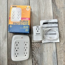 Woods 1875W 125V 15A 810 Joules 6-Outlet Surge Protector & Philips G8L1P Single