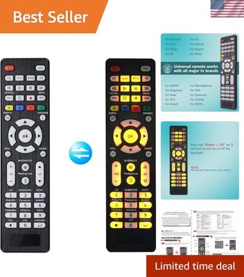 Backlit Universal TV Remote for 18 Devices - Effortless Control & Glow Features