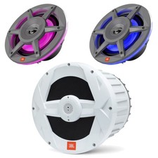 JBL MBP10 10" 750W Powered Boat Subwoofer, 2x 6.5" 300W RGB LED Marine Speakers