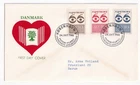 STAMP DENMARK  "Refugee Human Rights " 40, 50, 80 + 10 ORE 1966 FIRST DAY COVER
