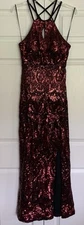 Camille La Vie Sequin Mermaid Maxi Dress Front Slit Red Ball Gown Gala Prom Sz 8