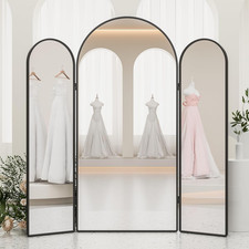 Elegant Black Trifold Full Length Mirror - Modern 3-way Arched Design