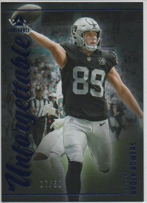 Brock Bowers 2025 Luminance Blue Unforgettable 7/50 Raiders