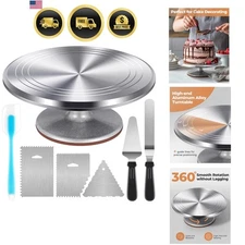 Cake Turntable Set Baking Tools with 12 Inch Revolving Stand Icing Spatula De...