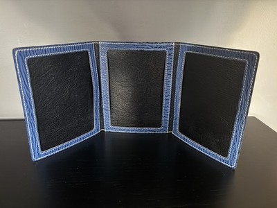 Ebel-Foto-Buch für die Reise, blaues Haifischleder, weiße Steppnaht, neuwertig