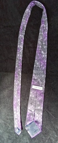Pierre Cardin Silk Tie Woven Purple Geometric B12 - Picture 2 of 4