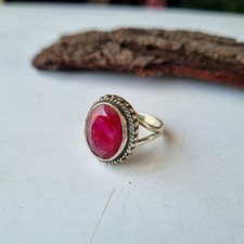 Handmade Ruby Ring 925 Sterling Silver Anniversary Gift Statement Ring PG8724