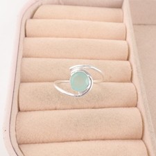 Aqua Chalcedony Gemstone 925 Sterling Silver Jewelry Handmade Ring Gift For Wife