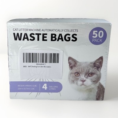 Cat Litter Box Liners 50 Count Unscented Two-Way Large Drawstring Tear & Leak