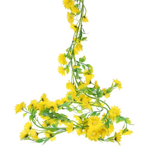 2pcs Artificial Daisies Flowers Garland Vine Silk Wildflower Garland, Yellow
