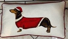 2011 Isaac Mizrahi Dachshund Dog Pillow Velvet Down Feather 25  X15 NWT
