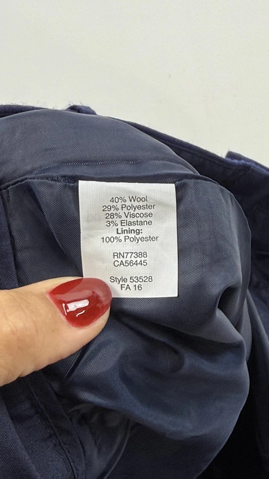 Pantalones de vestir J.Crew para mujer 10 azul marino bielástico mezcla de lana estilo pantalón 53528 Foto 4 de 4