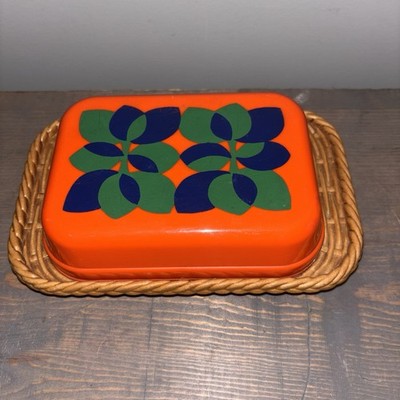 Retro West German EMSA Orange Butter Dish Vintage 1970 s