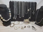 Vtg Now Silver Mixed Bulk Costume Jewelry Lot Necklaces Bracelet Earrings #1049