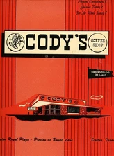 Cody's Coffee Shop Menu Preston at Royal Dallas Texas 1960's
