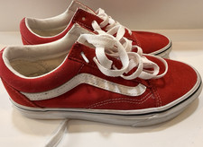 VANS Old Skool Red/White Low Top Lace-Up Sneakers Solid Rubber Outsole