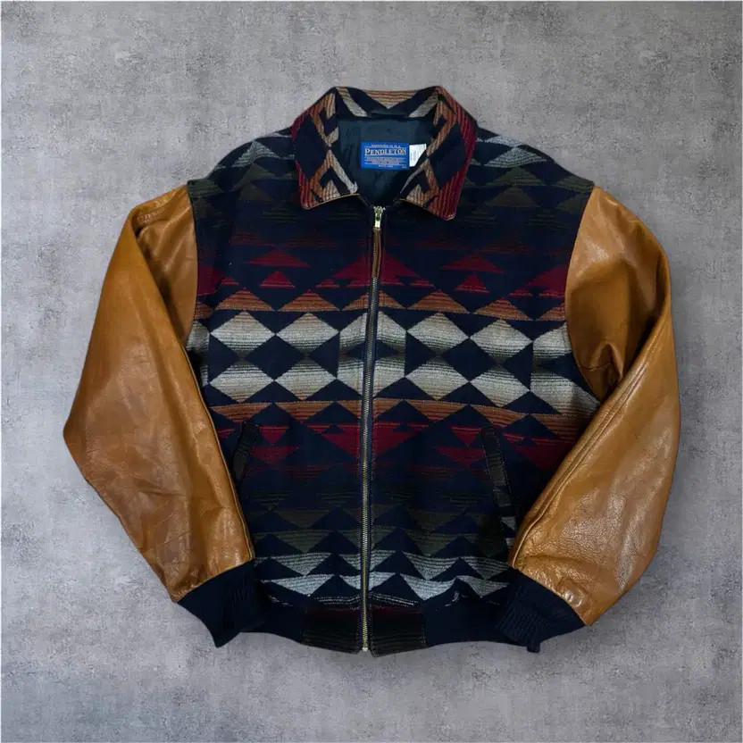 Pendleton Navajo Pattern Western Leather & Wool J… - image 3