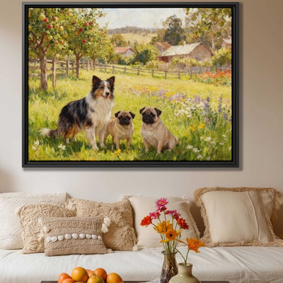 #ad Dog Collie Canvas Print Rural Oil Painting Floral Country Home Decor Wall Art $211.11