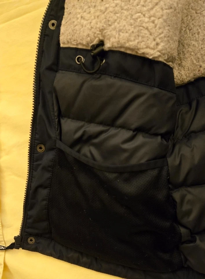 $195 LANDS' END boy's Faux-Fur Trim Down Expedition Parka Jacket 10-12 Navy Blue - Image 3 of 4