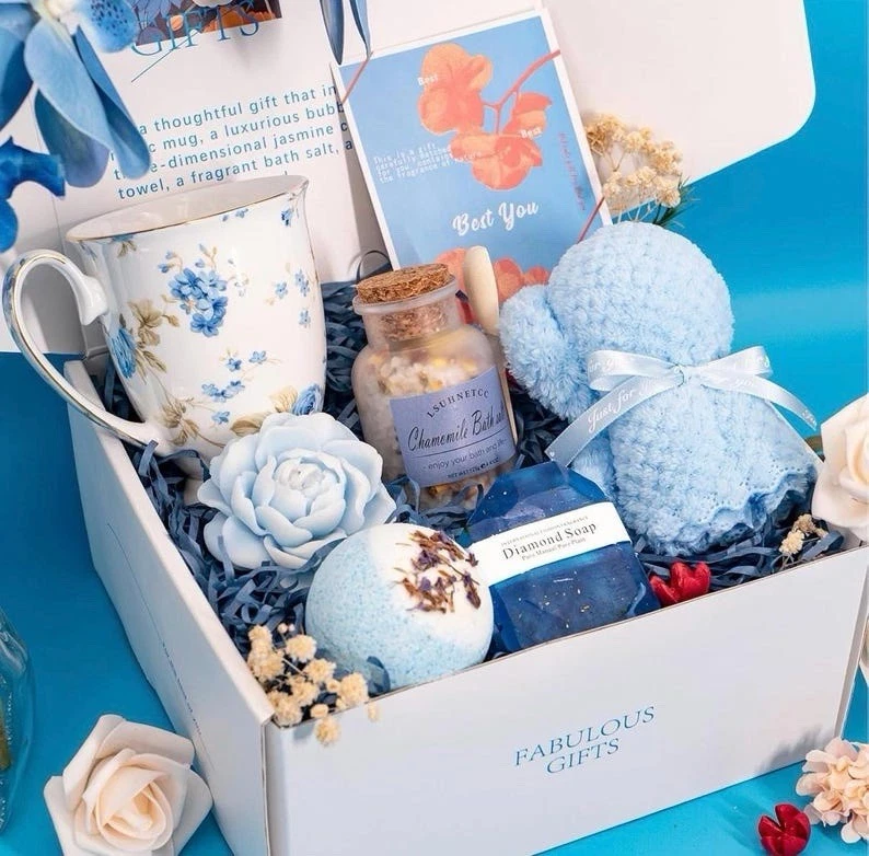 Caja de regalo spa única para cuidado personal - paquete azul hombre/mujer Foto 3 de 3