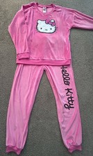 Hello Kitty Big Girls Velour Jogger Pants Outfit Set Pink 10-12