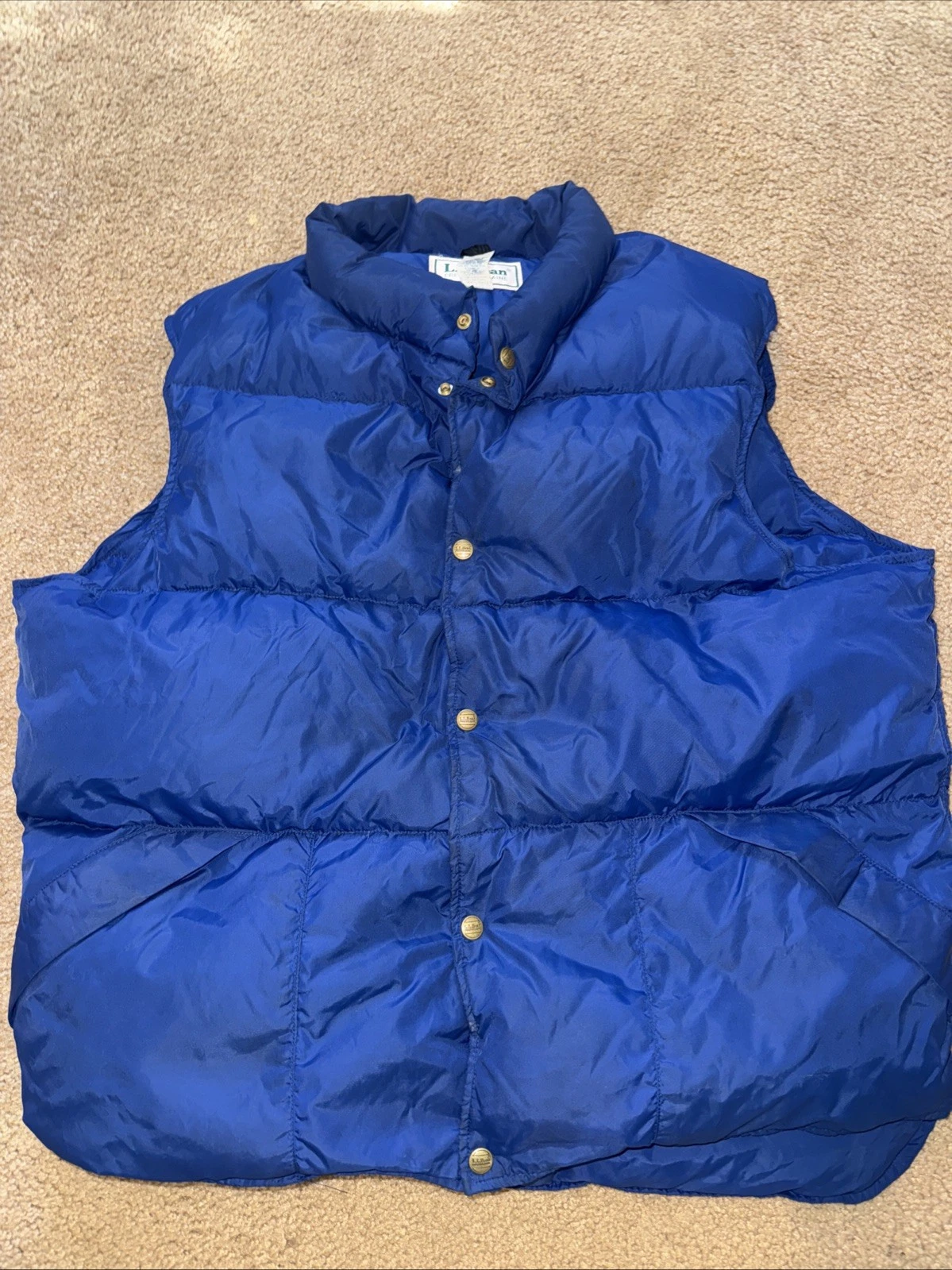 Vintage 70’s L.L.Bean Blue Nylon Goose Down Insulated Puffer Vest Size XL
