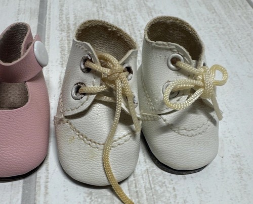 Zapatos Muñeca Vintage Rosa Blanco 2 Pares - Imagen 2 de 9