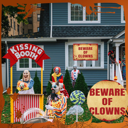 2 Pcs Halloween Clown Metal Signs Beware of Clowns and Creepy Carnival Metal Tin - Picture 4 of 12