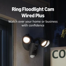 Ring Floodlight Cam Wired Plus Outdoor Surveillance Camera Flood Light Siren