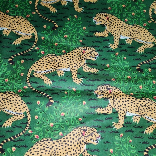 100% Cotton Lawn Jungle Cat Leopard Tropical Material Dress Craft Fabric 44" - Picture 12 of 15