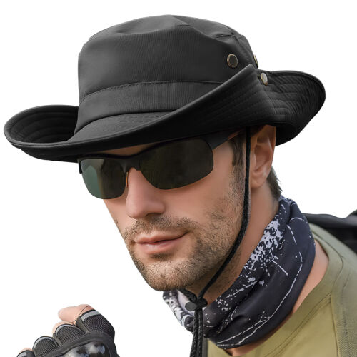 UV Protection Foldable Wide Brim Sun Hat Fishing Bucket Cap Waterproof Summer - Picture 203 of 233