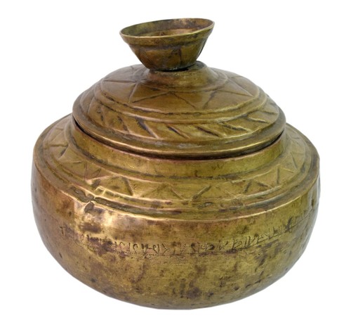 Traditional Indian Kitchen Carrier Box Old Big Size Brass Chapatti Box G66-1086 - Afbeelding 1 van 8