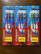 3 Colgate EXTRA CLEAN - Medium - Toothbrush GENUINE - Fast Free Shipping 