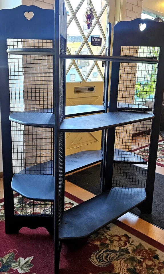 Unidad de estantería portátil de madera maciza ajustable de 60" de alto de colección para casa de campo Foto 2 de 4