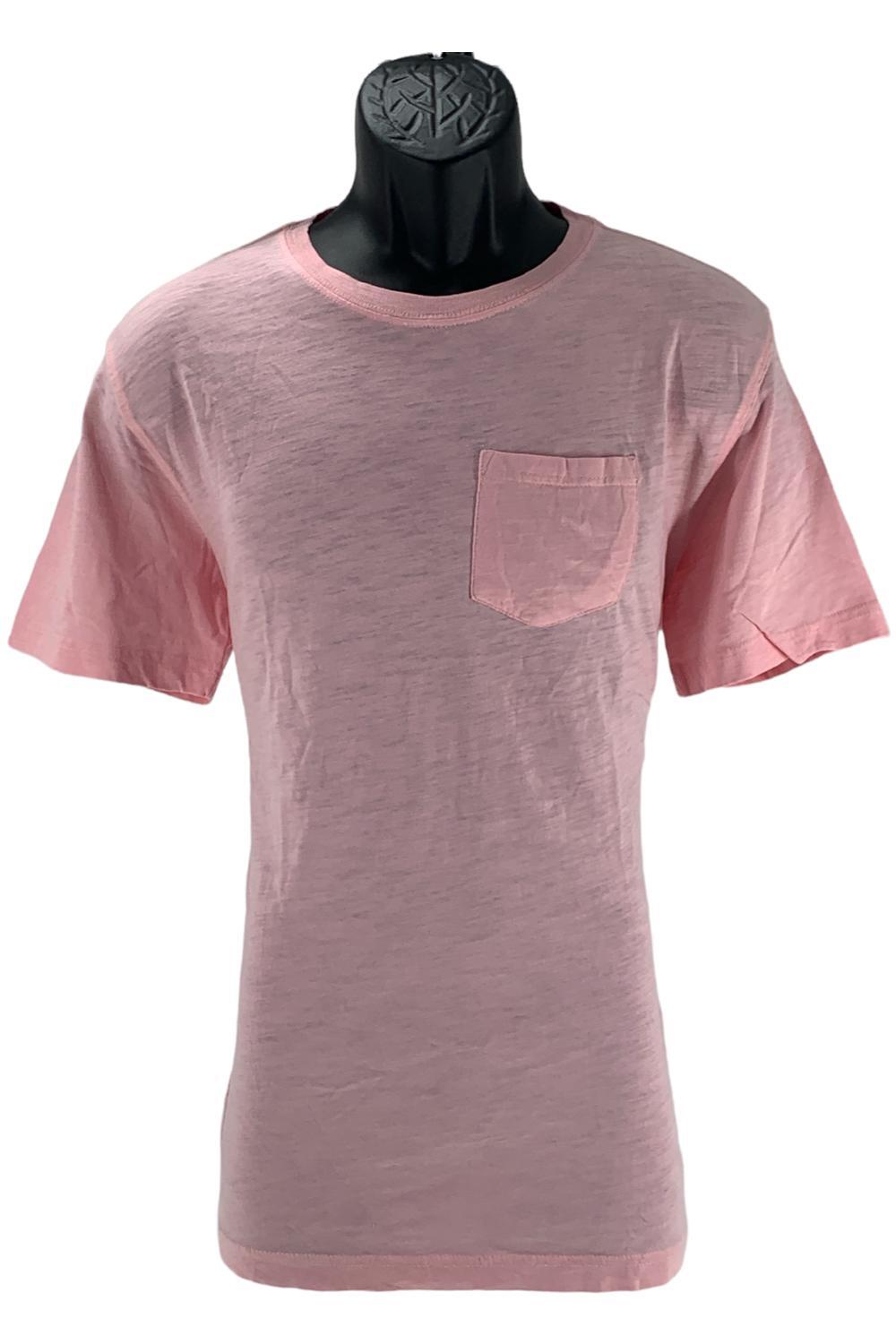 Мужская футболка из плотного хлопка Keltex с круглым вырезом и карманом светло-розового цвета