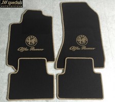Autoteppich Fußmatten für Alfa Romeo 159 schwarz Beige Logo u. Schrift 4teilig