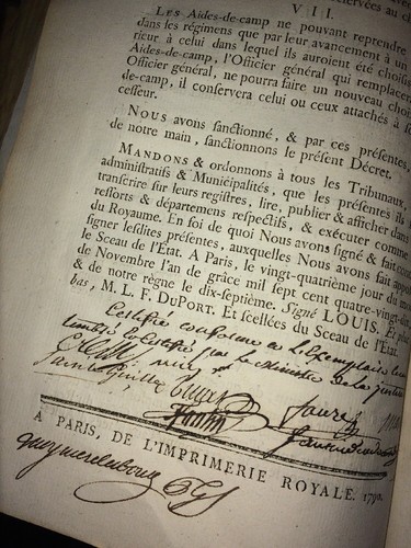 ADJUDANS GÉNÉRAUX DE L’ARMÉE . RÉVOLUTION. DOCUMENT DE 1790 .IMPRIMERIE ROYALE. - Picture 2 of 2