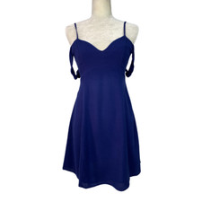ASTR the Label Sweetheart Mini Dress Tie Shoulder Blue Size Small