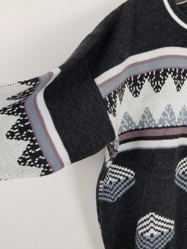 TOWNCRAFT Vintage multi-colored geometric gray pink men sweater sz XL - Picture 4 of 6
