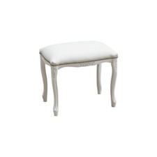 SGABELLO POUF IN LEGNO BIANCO, ECO PELLE BIANCO