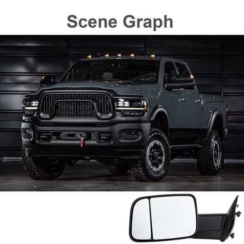 Pair Tow Mirrors Fit For 09-18 Dodge Ram 1500 2500 Power Heated LED Signal Black - Foto 9 di 11