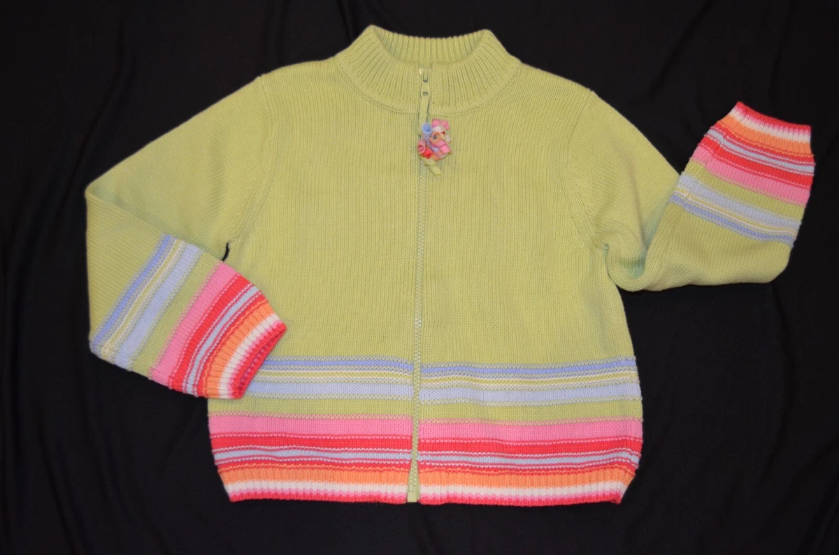 Cardigan Gymboree The Green Scene Fille Taille 5/6 - Rayures Rose Vert, 100% Coton, Neuf Sans étiquette