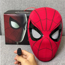 Spider-Man Mask Moving Eyes Cosplay Helmet Prop Remote Control Ring Toy Gift NEW